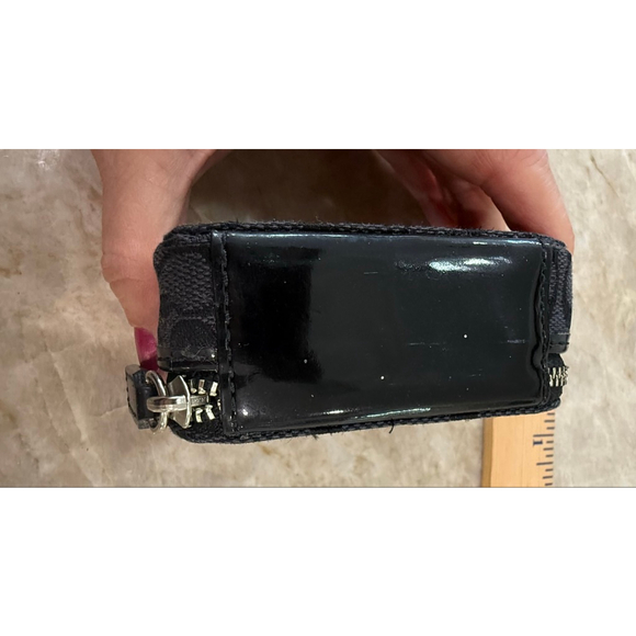 Coach Black Signature zip around toiletry box, contacts case,medication . Patent - Picture 3 of 7